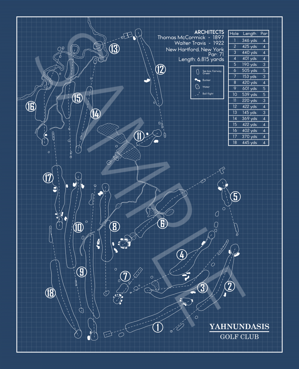 Yahnundasis Golf Club Blueprint (Print)