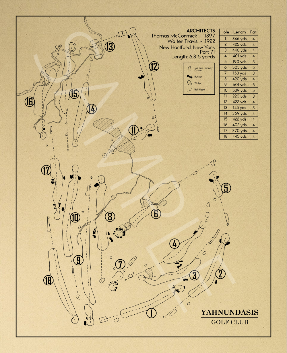 Yahnundasis Golf Club Outline (Print)