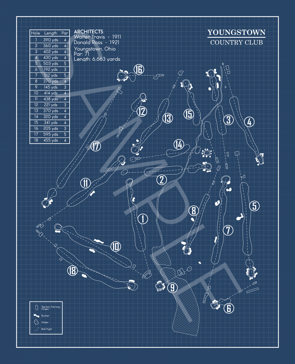 Youngstown Country Club Blueprint (Print)