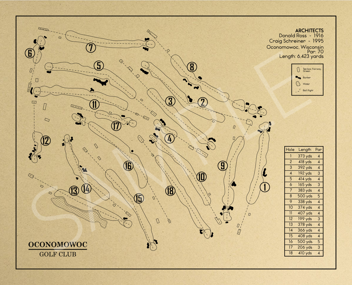 Oconomowoc Golf Club Outline (Print)