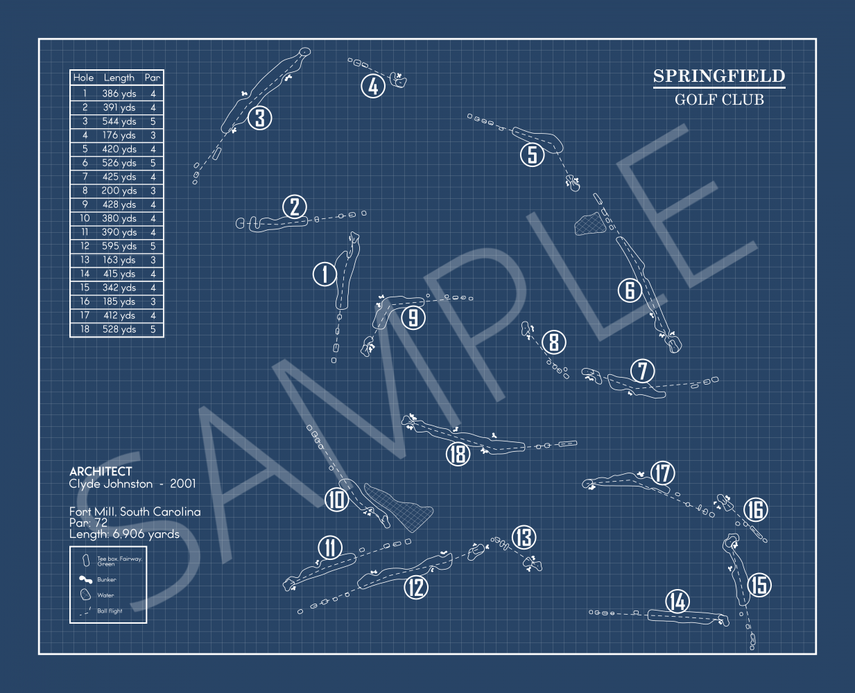 Springfield Golf Club Blueprint (Print)
