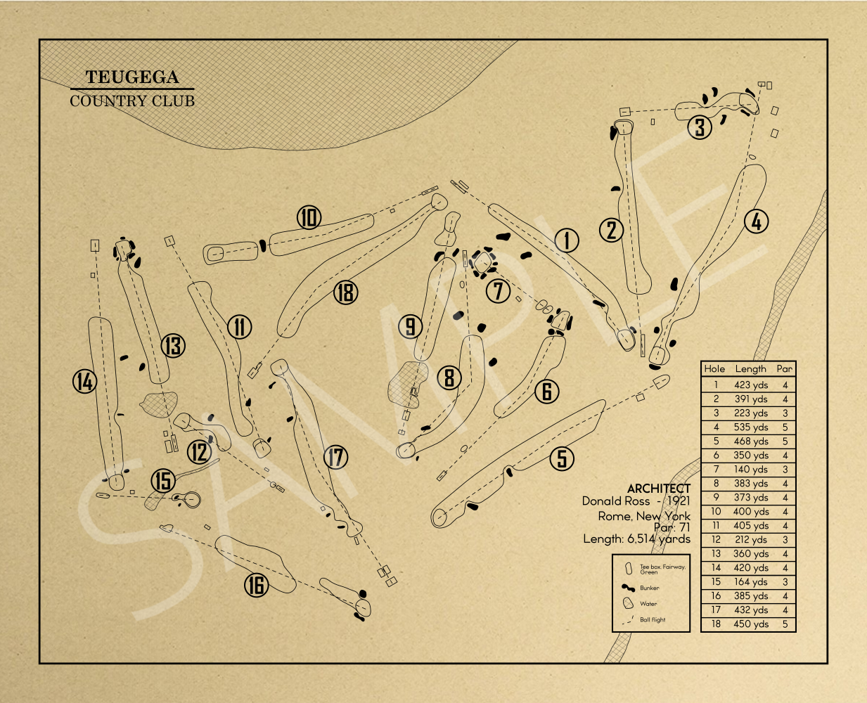 Teugega Country Club Outline (Print)