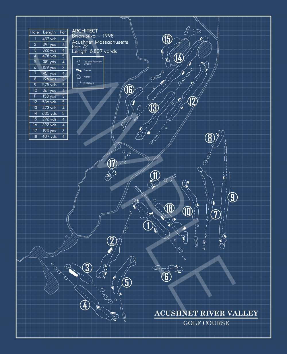 Acushnet River Valley Blueprint (Print)