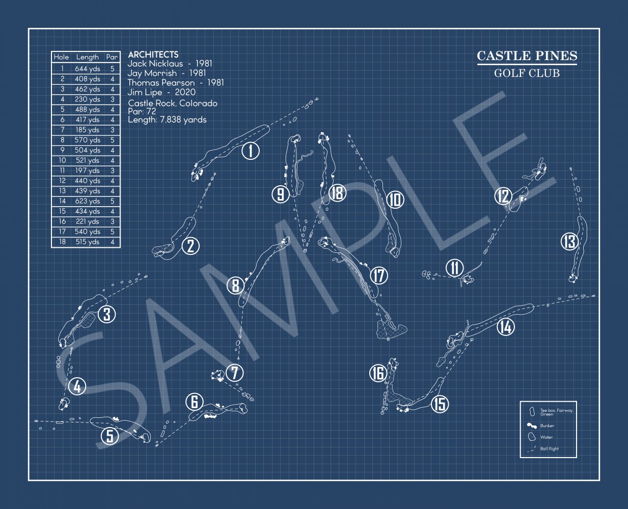 Castle Pines Golf Club Blueprint (Print)