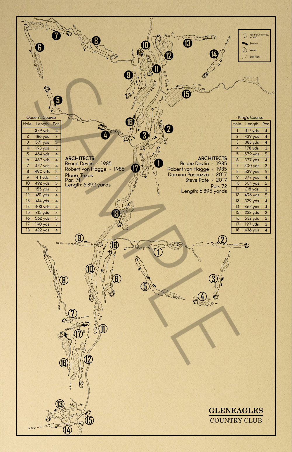 Gleneagles Country Club Outline (Print)