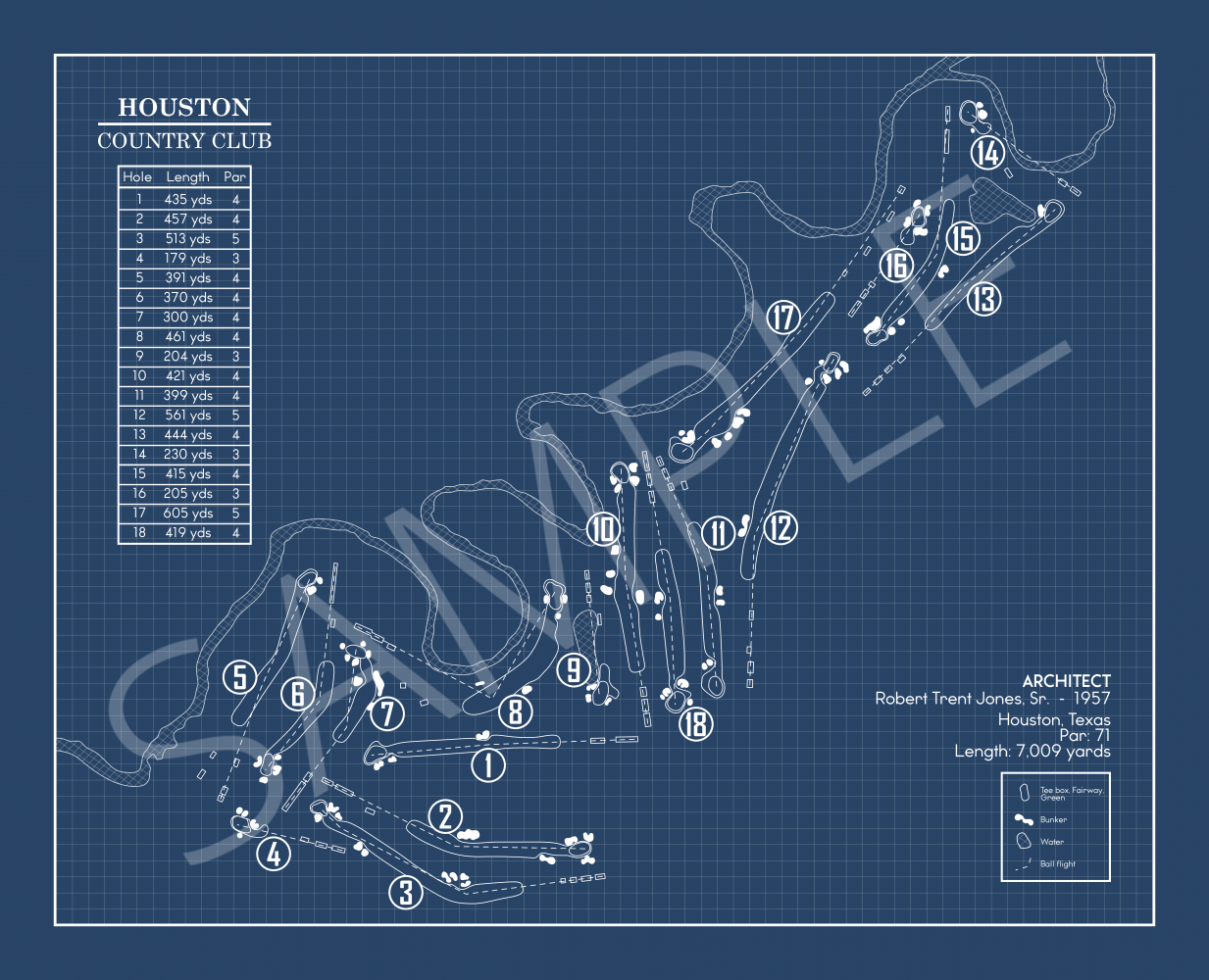 Houston Country Club Blueprint (Print)