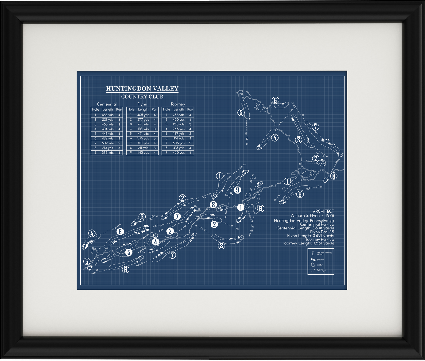 Huntingdon Valley Country Club Blueprint (Print)