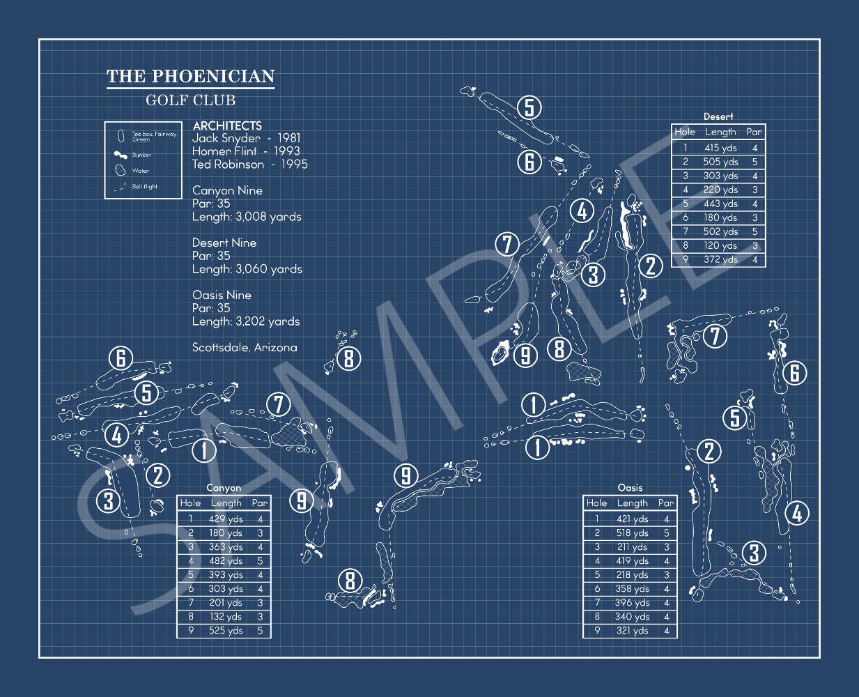 The Phonician Golf Club - 27 Hole Layout - Blueprint (Print)