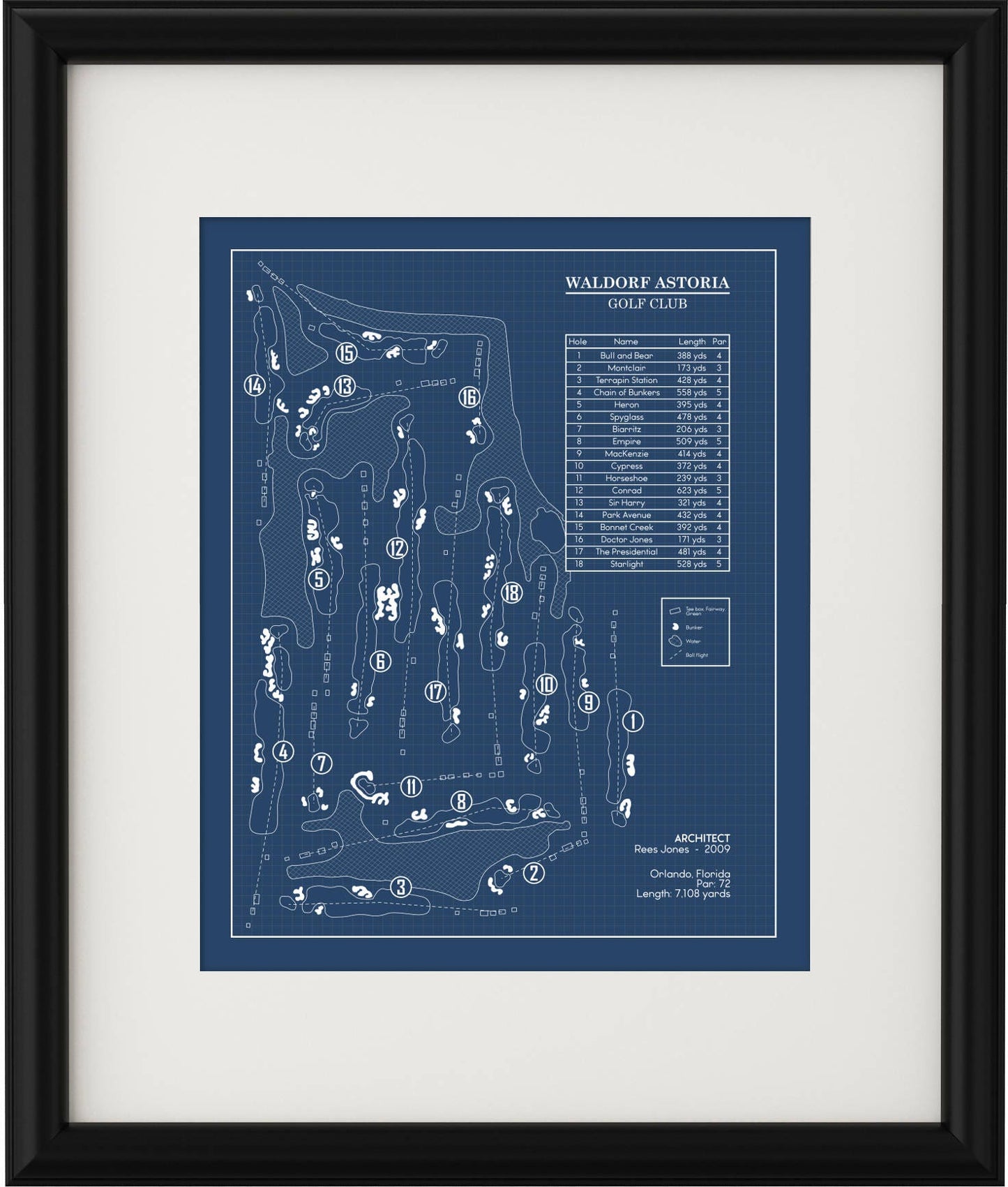 Waldorf Astoria Golf Club Blueprint (Print)