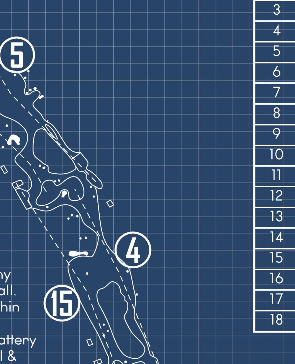 The Old Course with the Original 13 Rules of Golf Blueprint (Print)