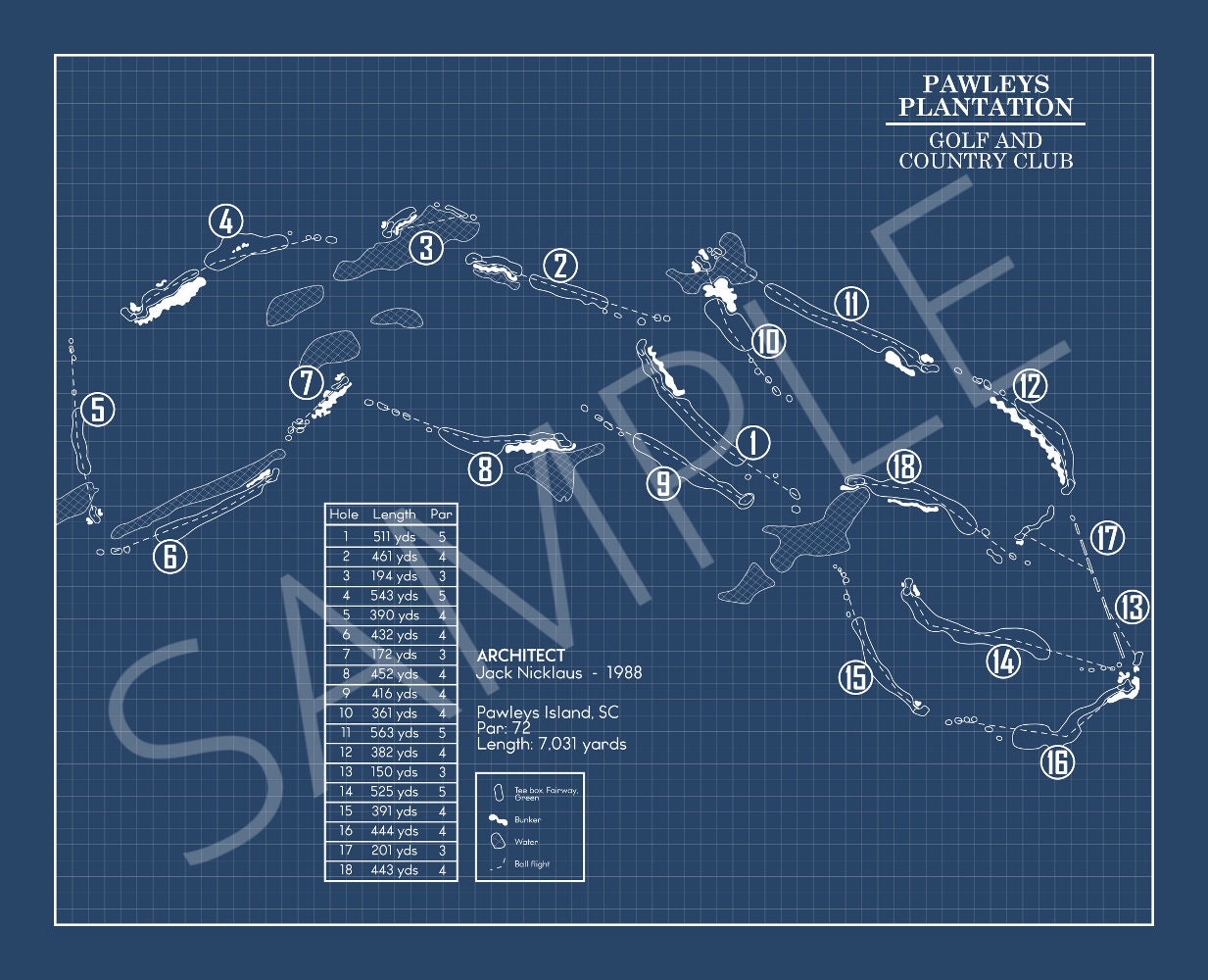 Pawleys Plantation Golf & Country Club Blueprint (Print)