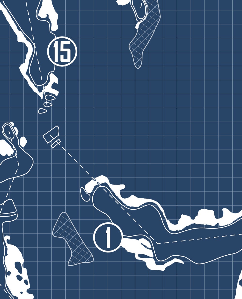 True Blue Golf Club Blueprint (Print)