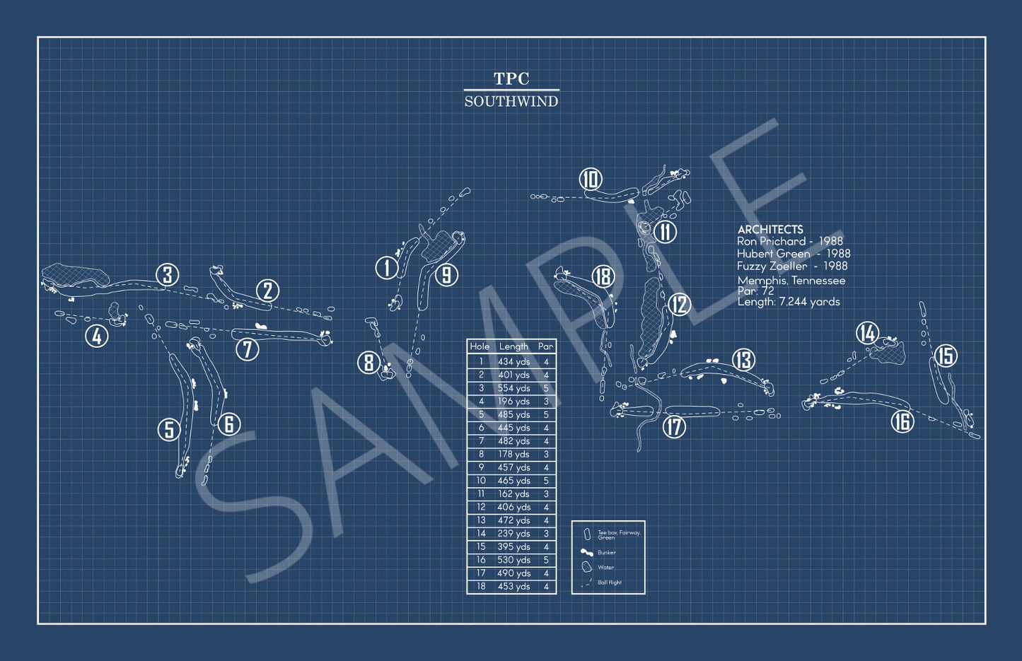 TPC Southwind Golf Course Blueprint (Print)