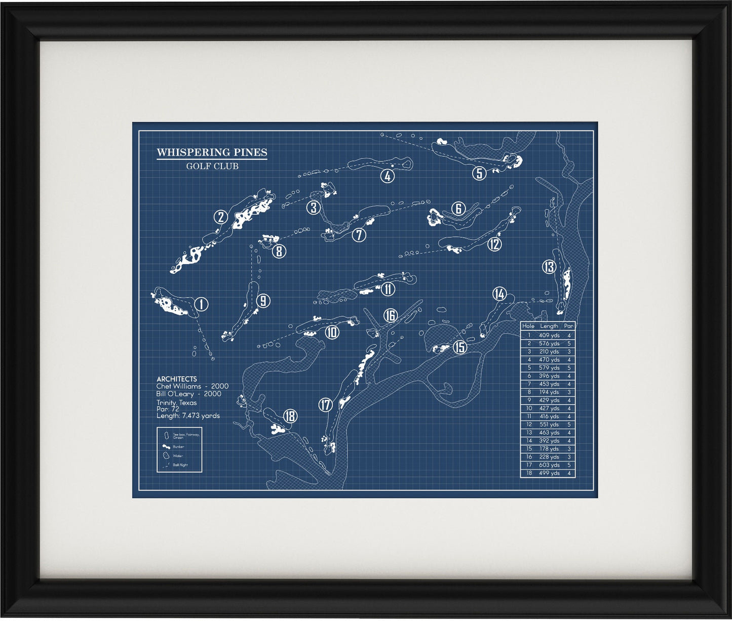 Whispering Pines Golf Club Blueprint (Print)