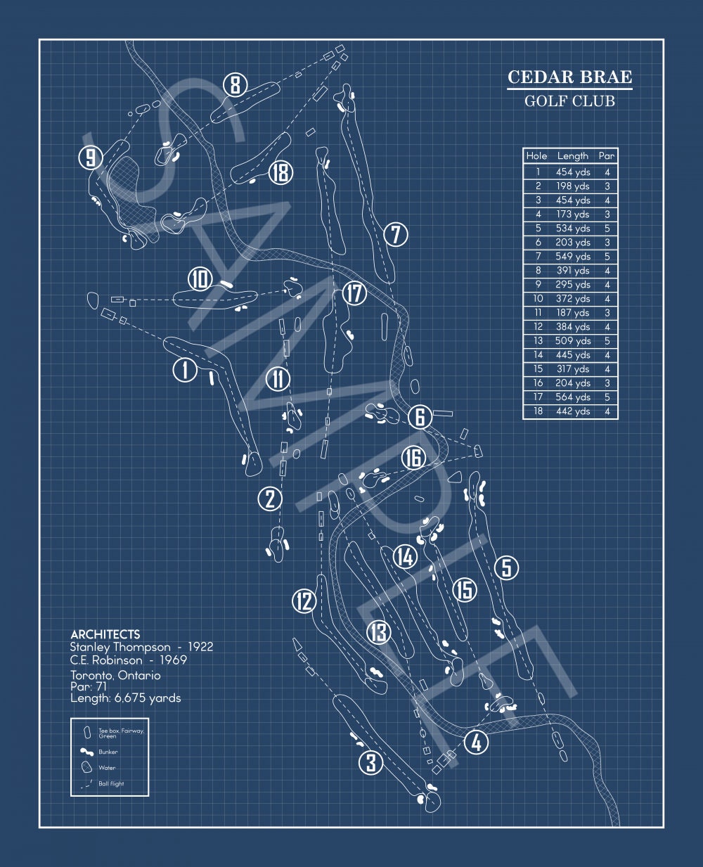 Cedar Brae Golf Club Blueprint (Print)