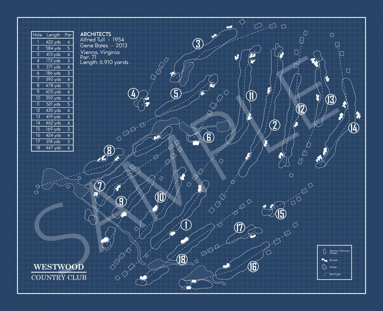 Westwood Country Club Blueprint (Print)