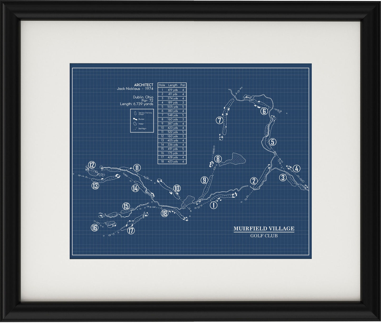 Muirfield Village Golf Club Blueprint (Print)