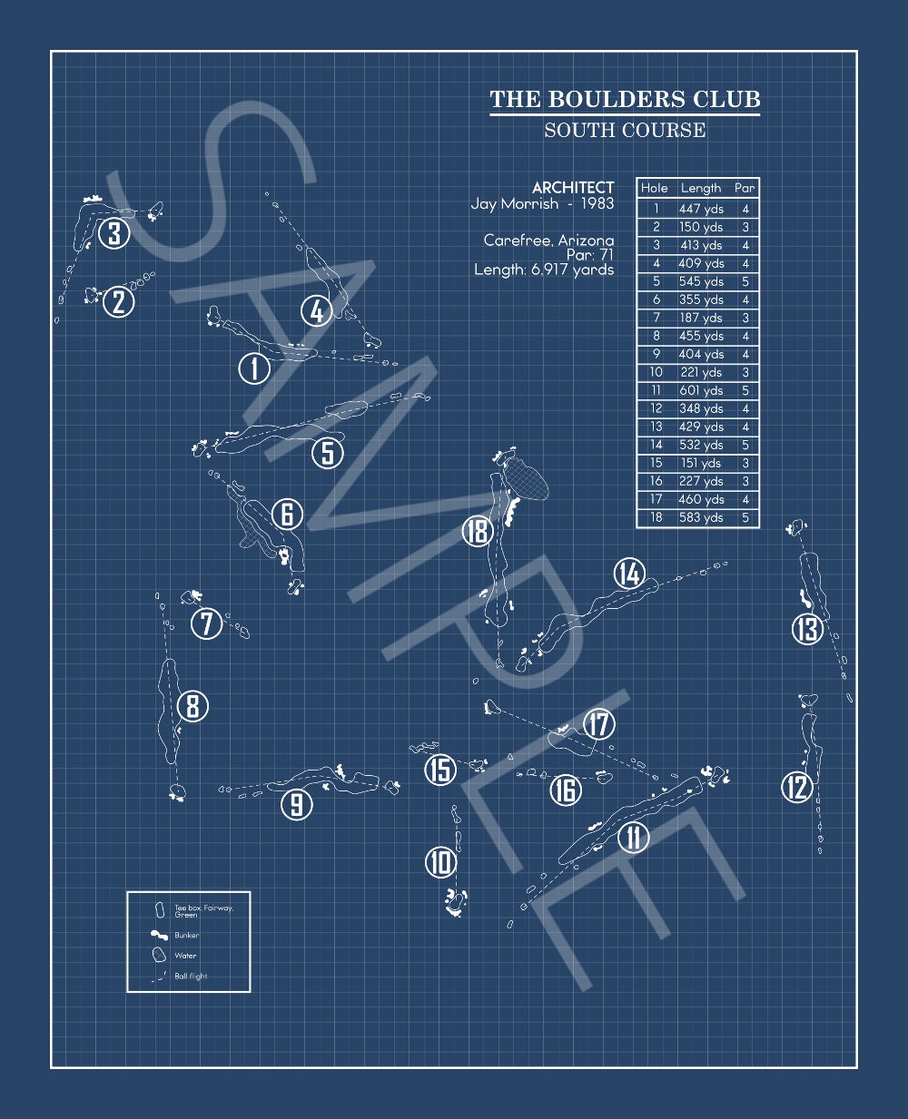 The Boulders Club South Course Blueprint (Print)