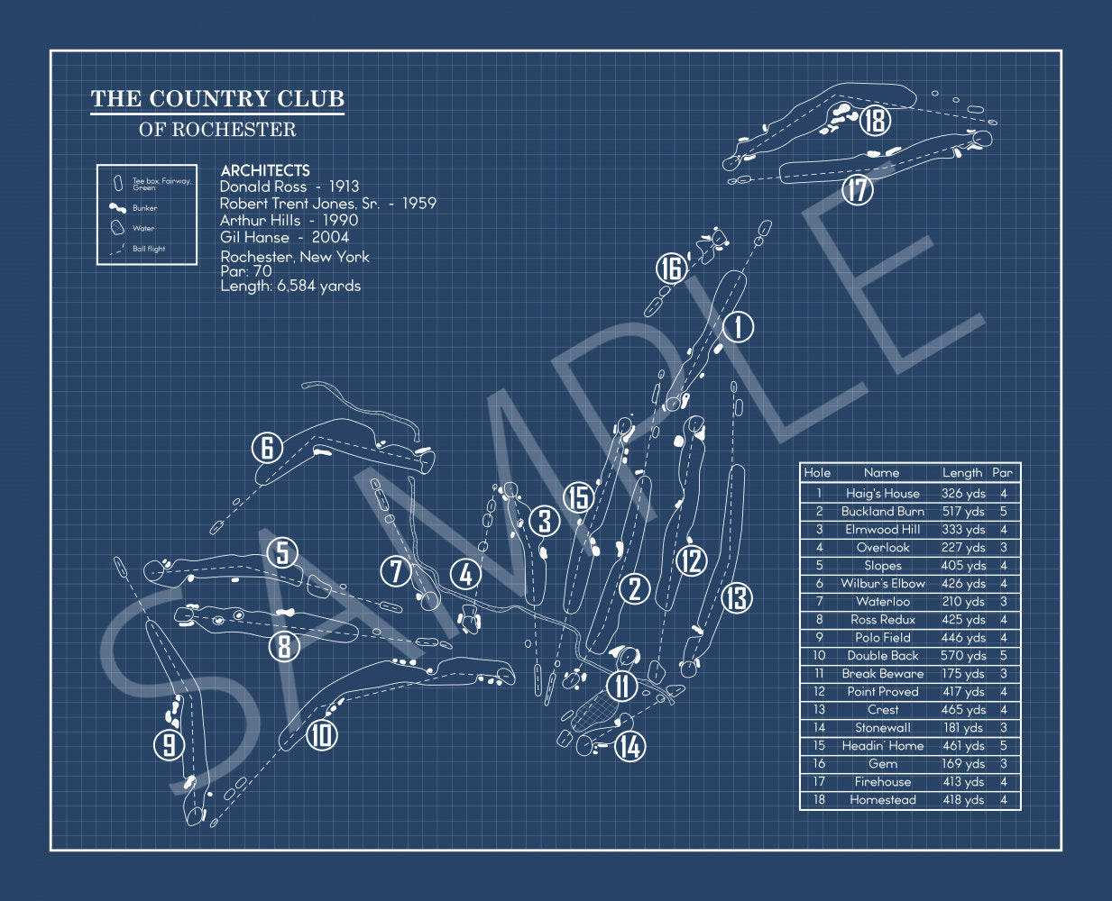 The Country Club of Rochester Blueprint (Print)