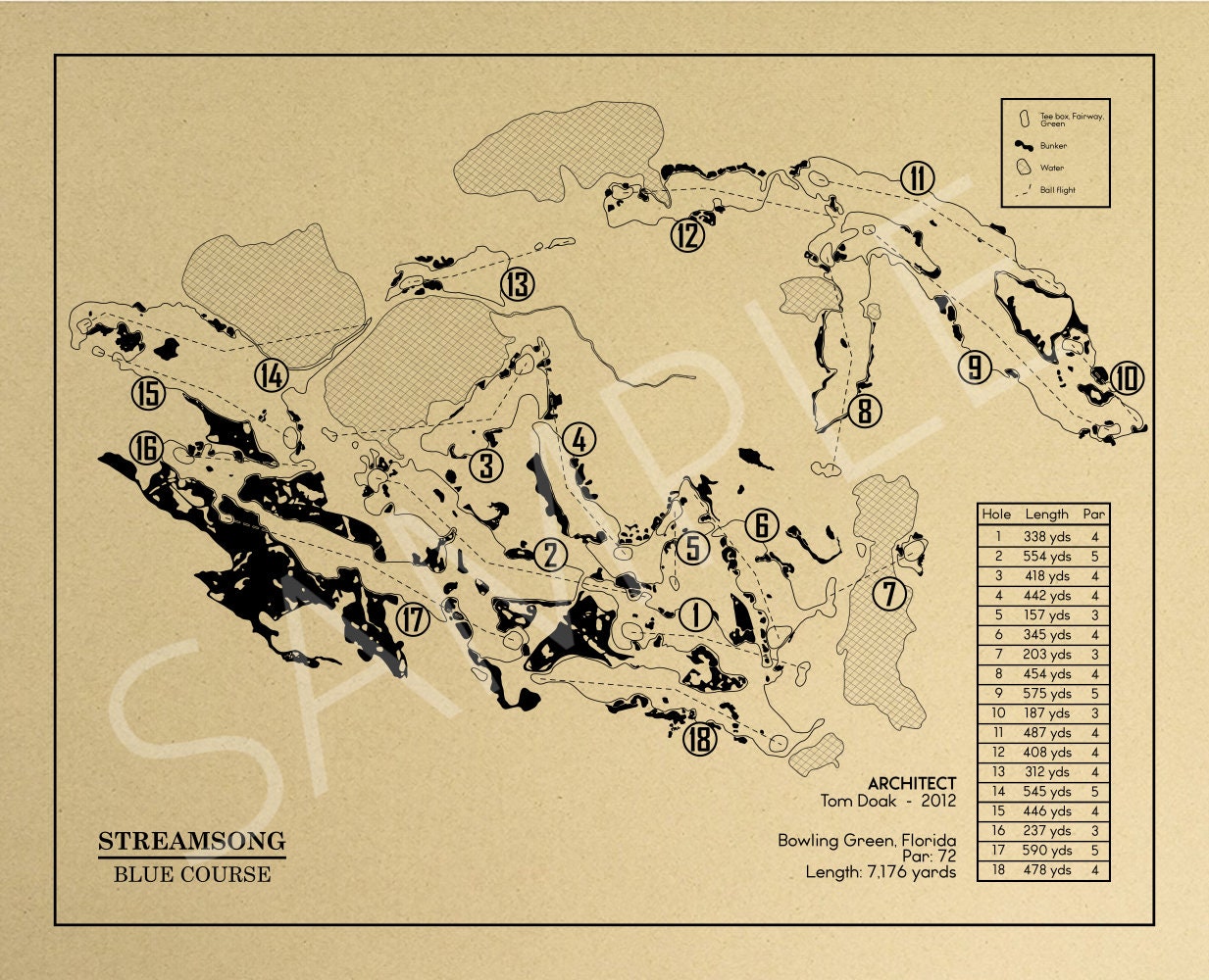 Streamsong Blue Golf Course Outline (Print)
