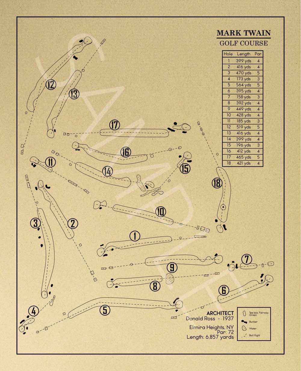 Mark Twain Golf Course Outline (Print)