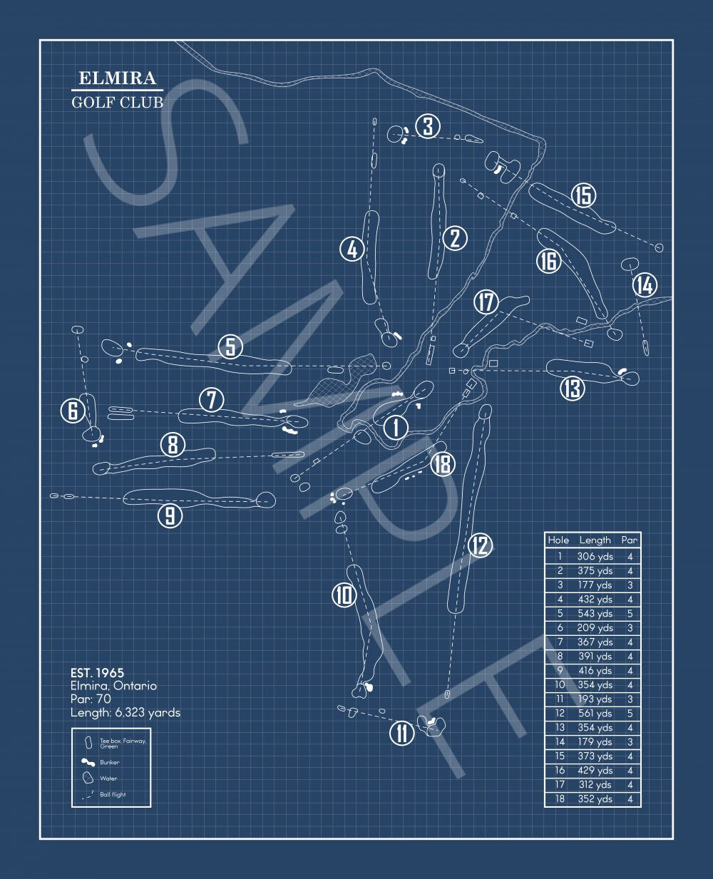 Elmira Golf Club Blueprint (Print)