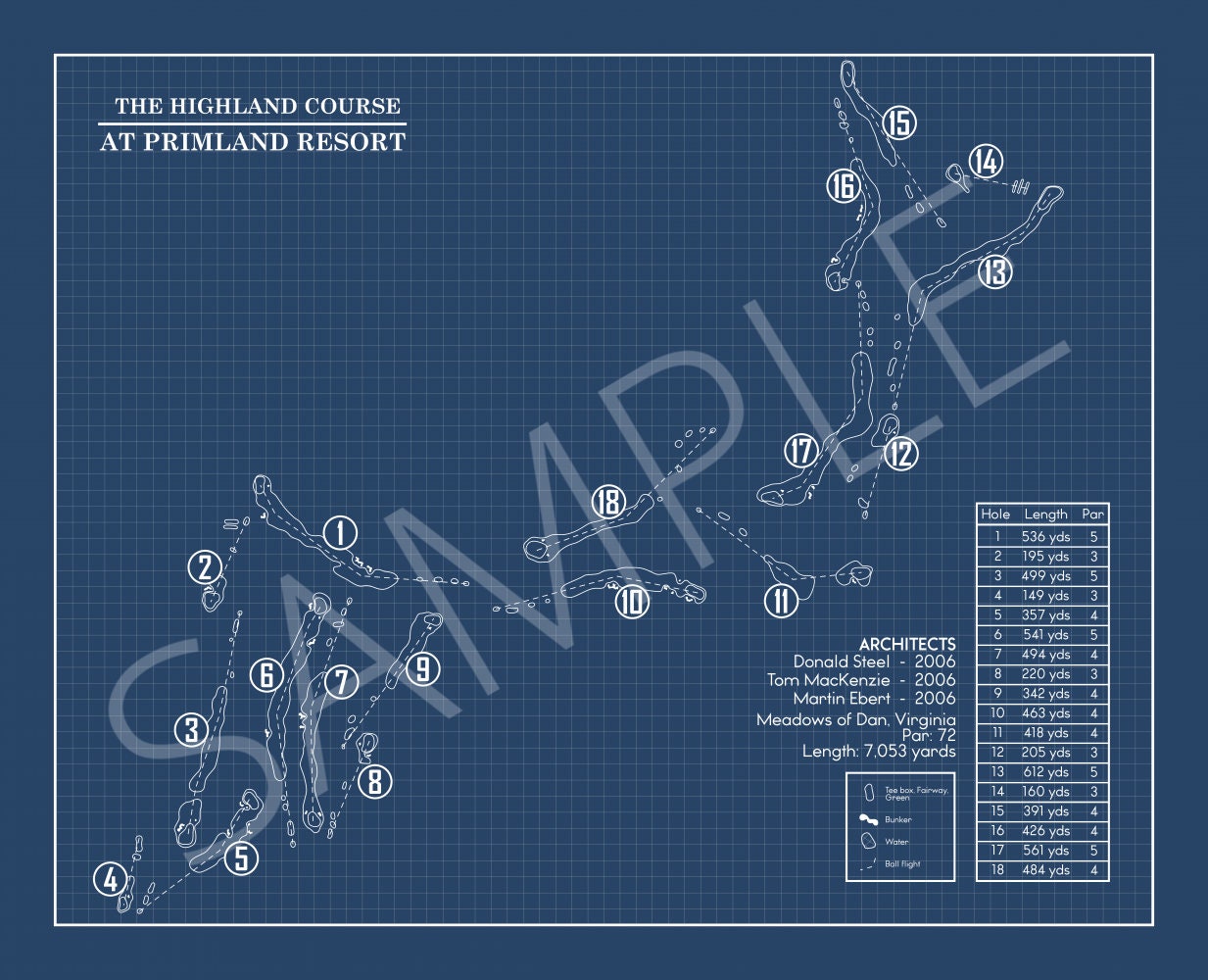 The Highland Course at Primland Resort Blueprint (Print)