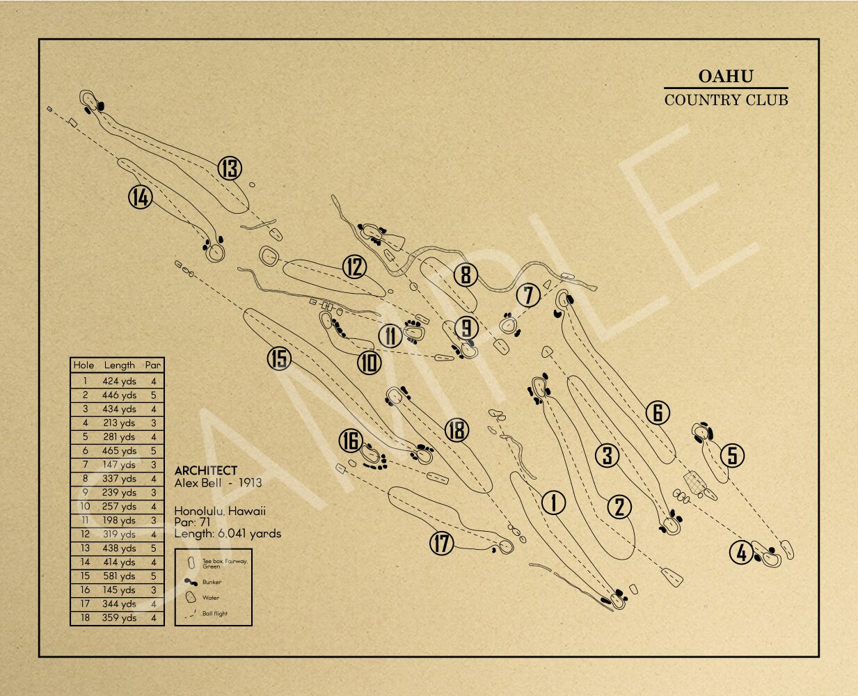 Oahu Country Club Outline (Print)