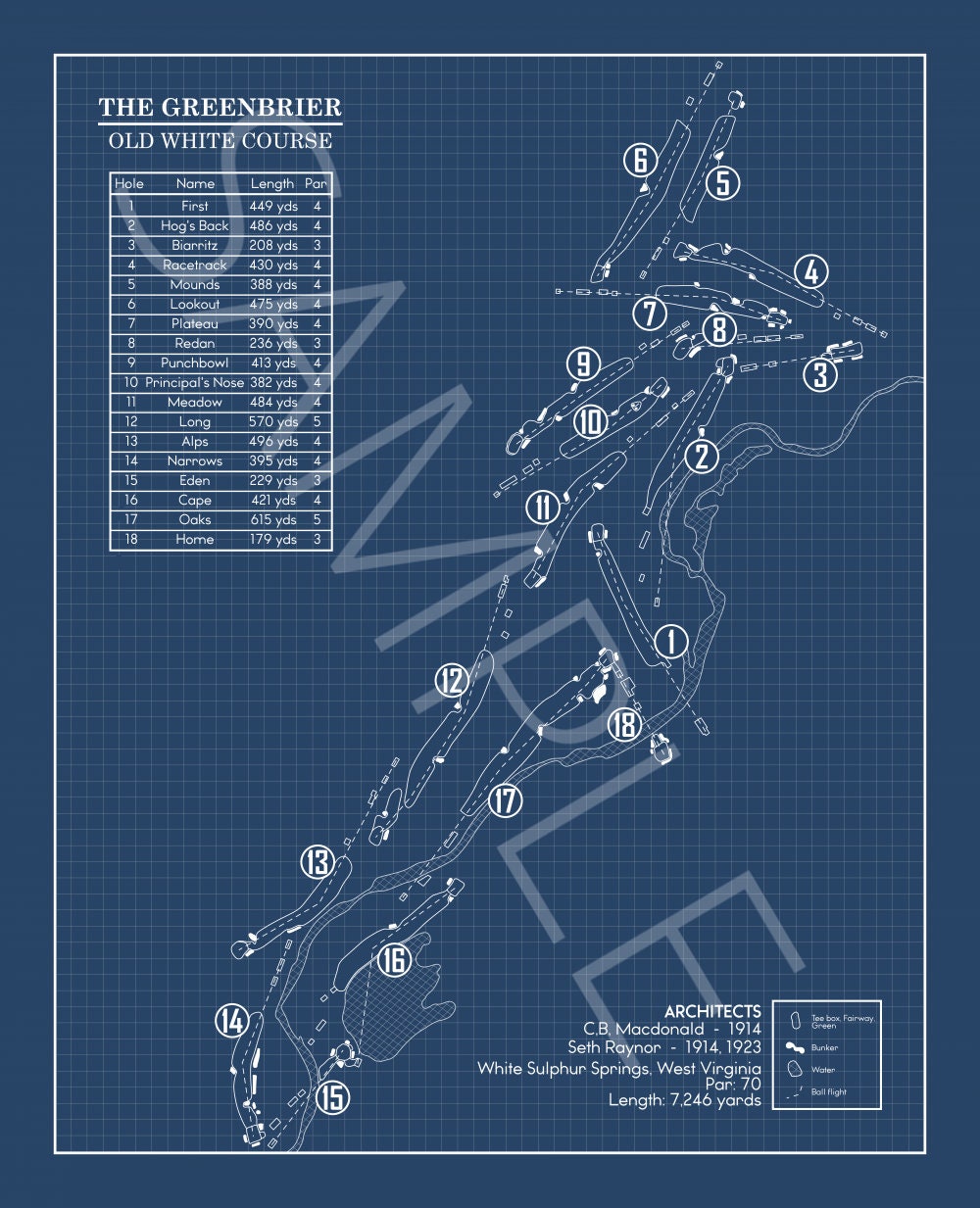The Greenbrier Old White Course Blueprint (Print)