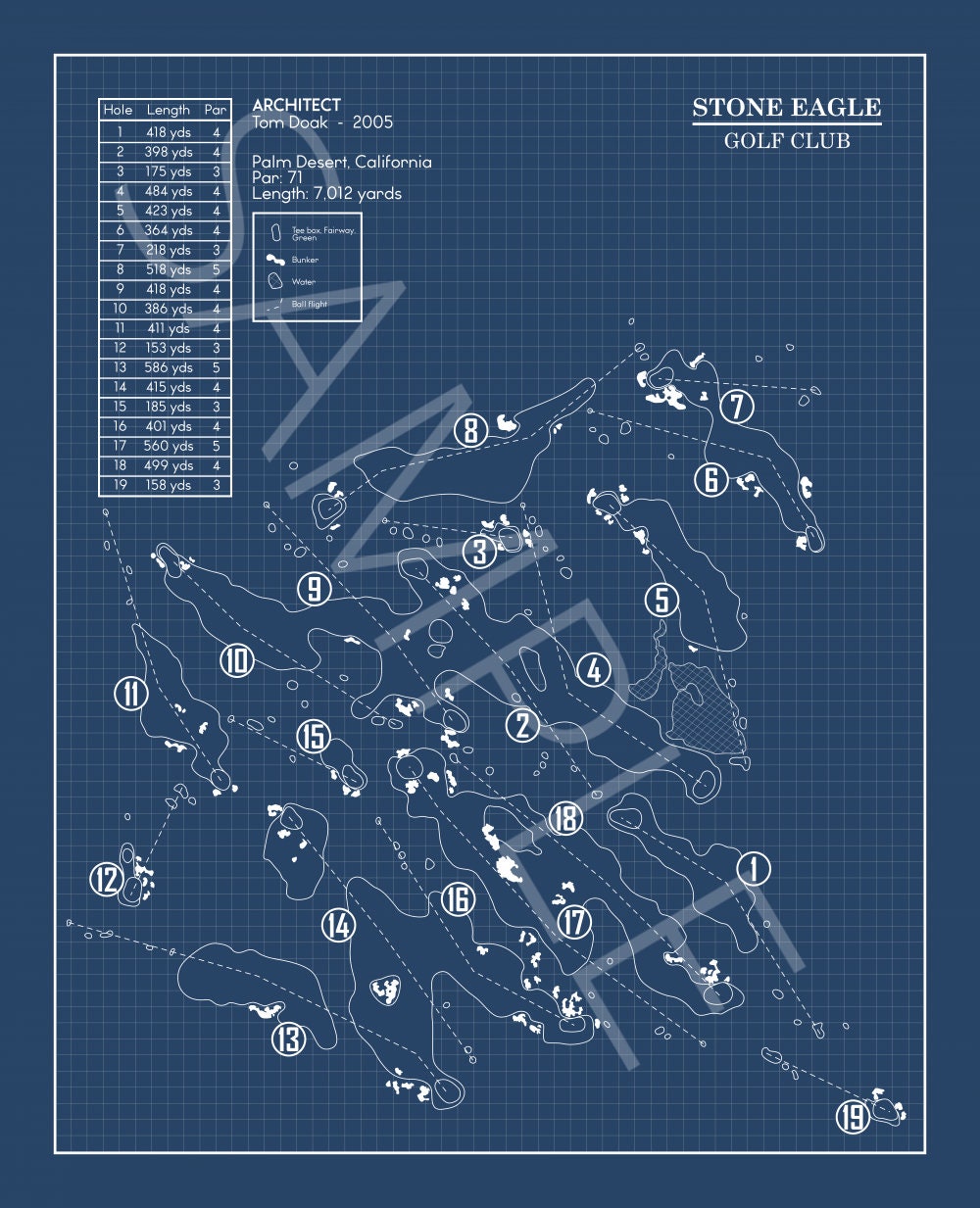 Stone Eagle Golf Club Blueprint (Print)