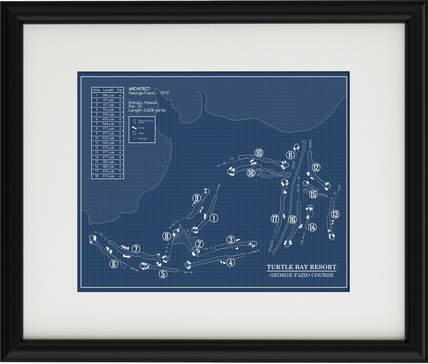 Turtle Bay Resort Fazio Course Blueprint (Print)