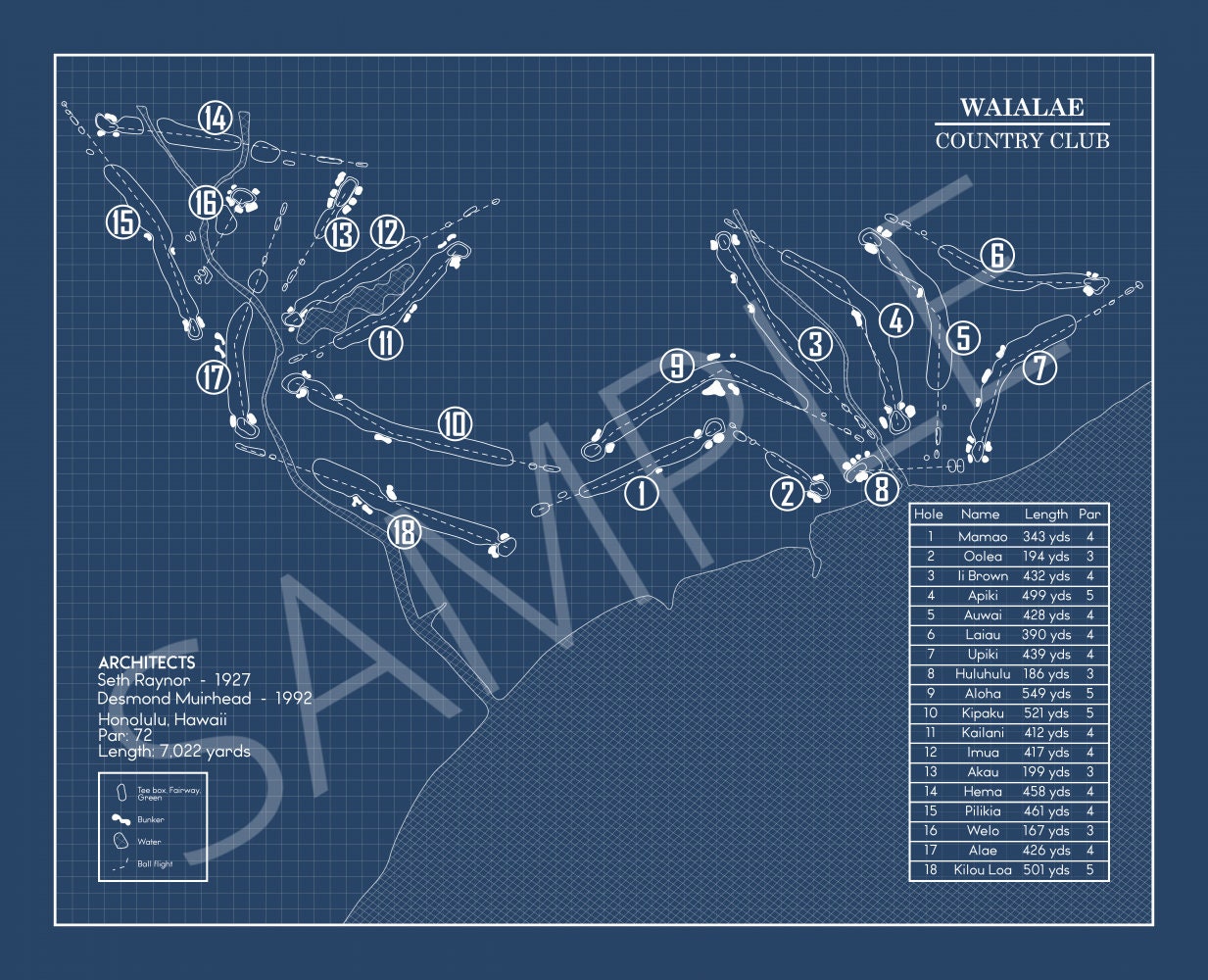 Waialae Country Club Blueprint (Print)