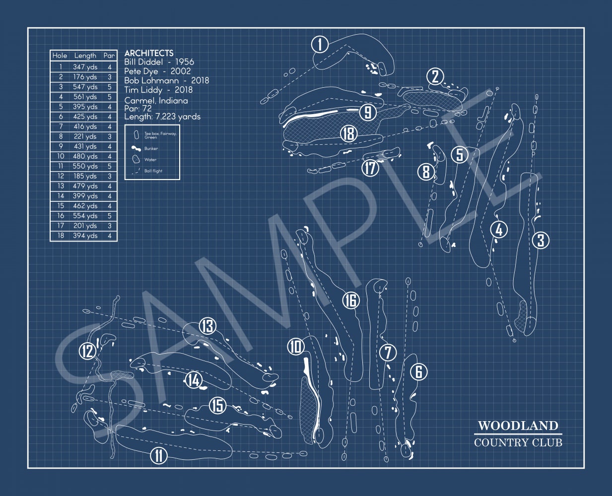 Woodland Country Club Blueprint (Print)