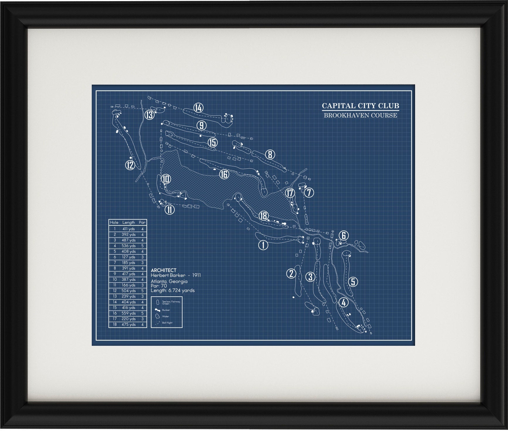 Capital City Club Brookhaven Course Blueprint (Print) GolfBlueprints