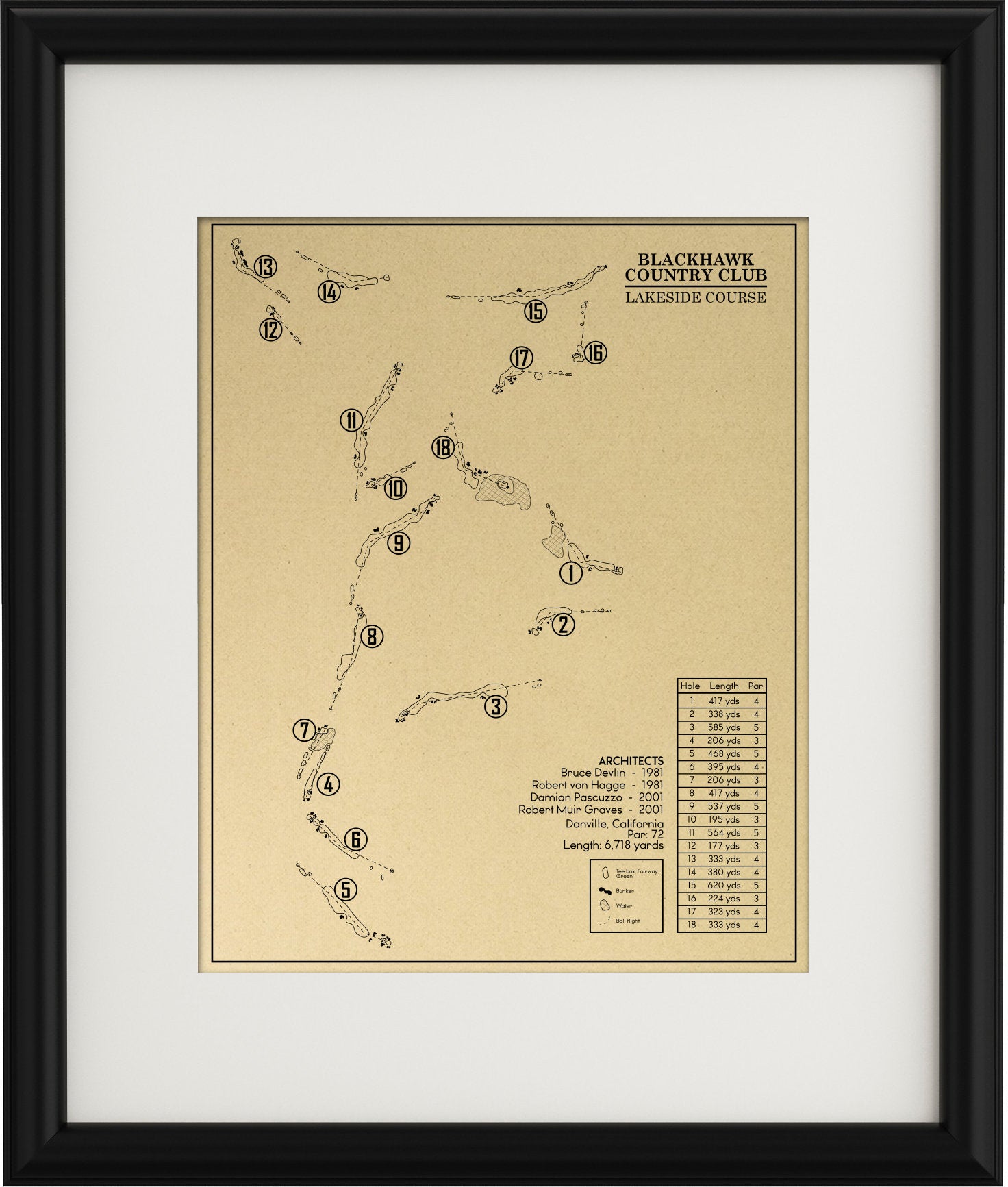 Blackhawk Country Club Lakeside Course Outline (Print) GolfBlueprints