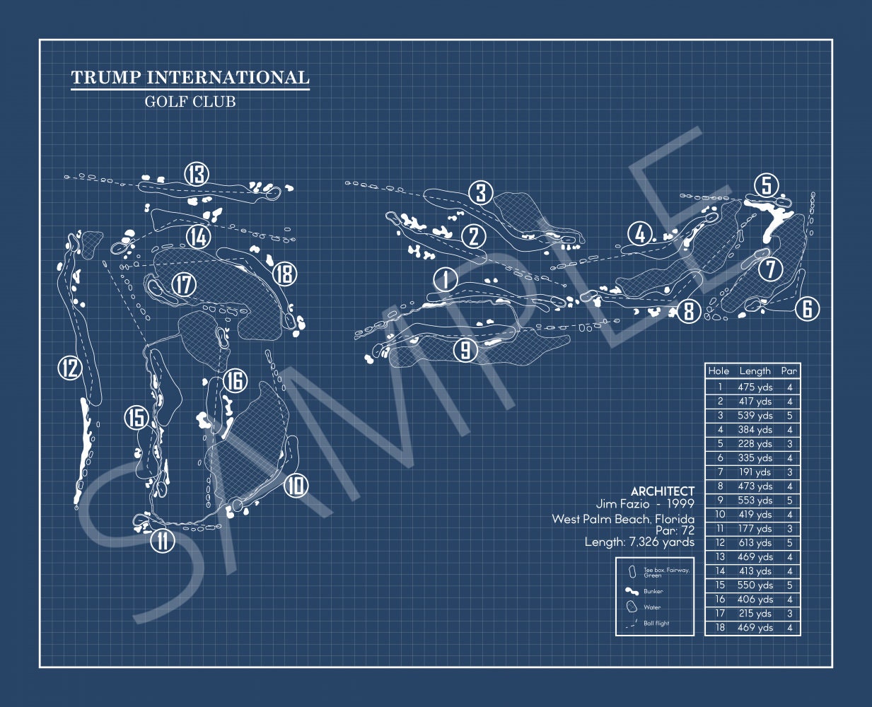 Trump International Golf Club Blueprint (Print)