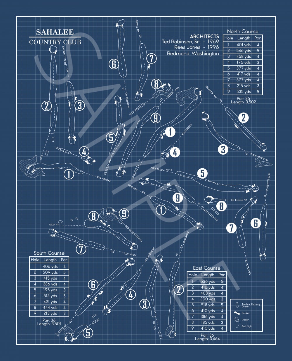 Sahalee Country Club Blueprint (Print)