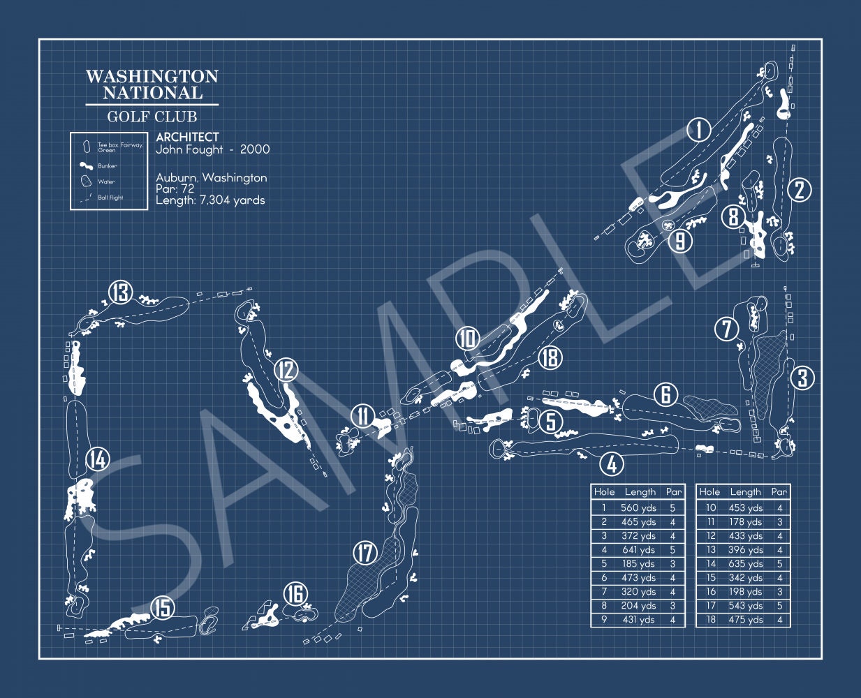 Washington National Golf Club Blueprint (Print)