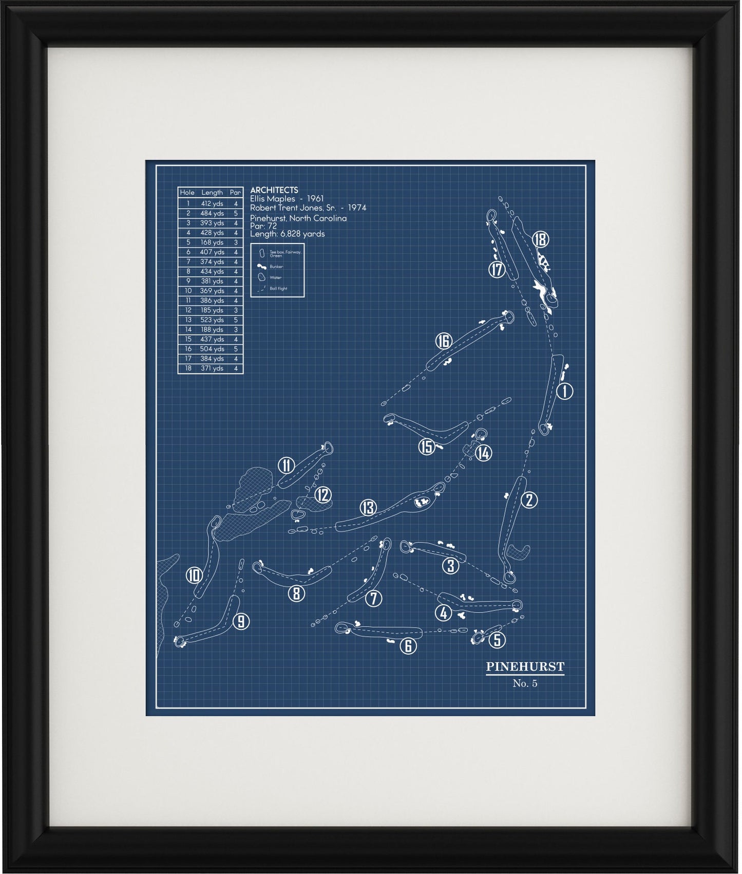 Pinehurst No. 5 Golf Course Blueprint (Print)