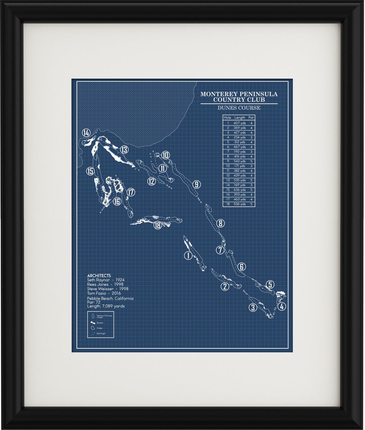 Monterey Peninsula Country Club Dunes Course Blueprint (Print)