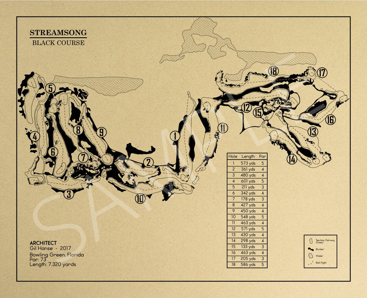Streamsong Black Golf Course Outline (Print)