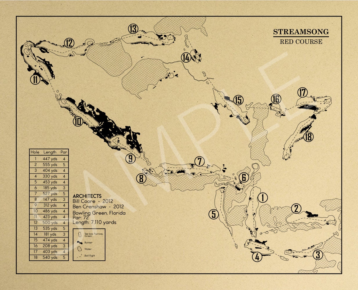 Streamsong Red Golf Course Outline (Print)
