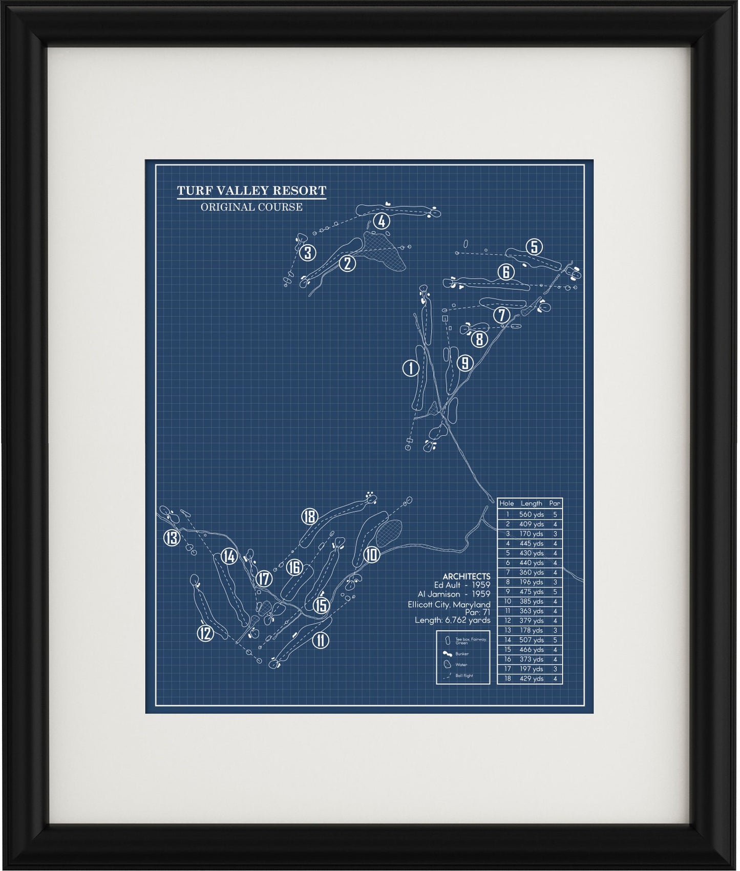 Turf Valley Resort Original Course Blueprint (Print)