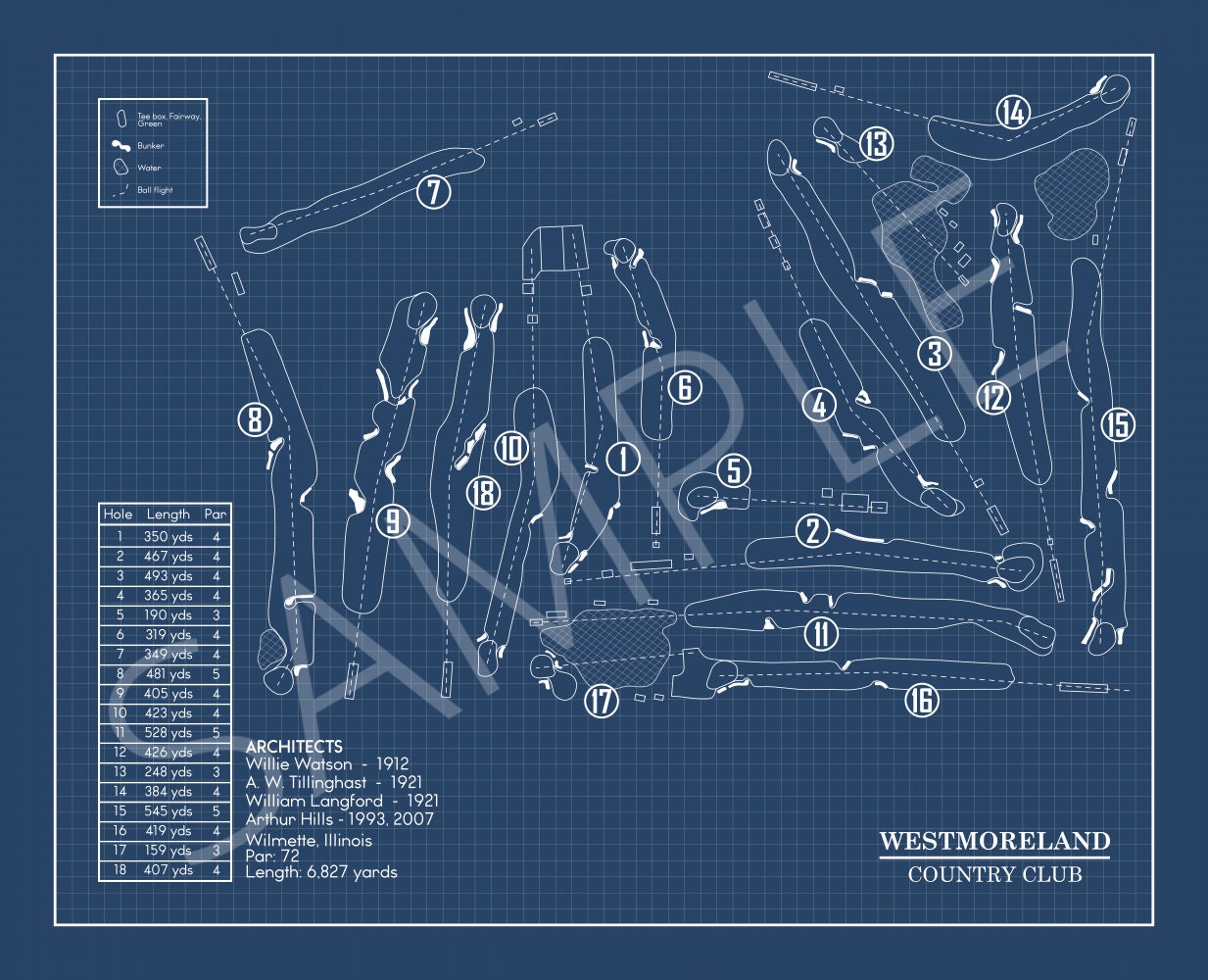 Westmoreland Country Club Blueprint (Print)