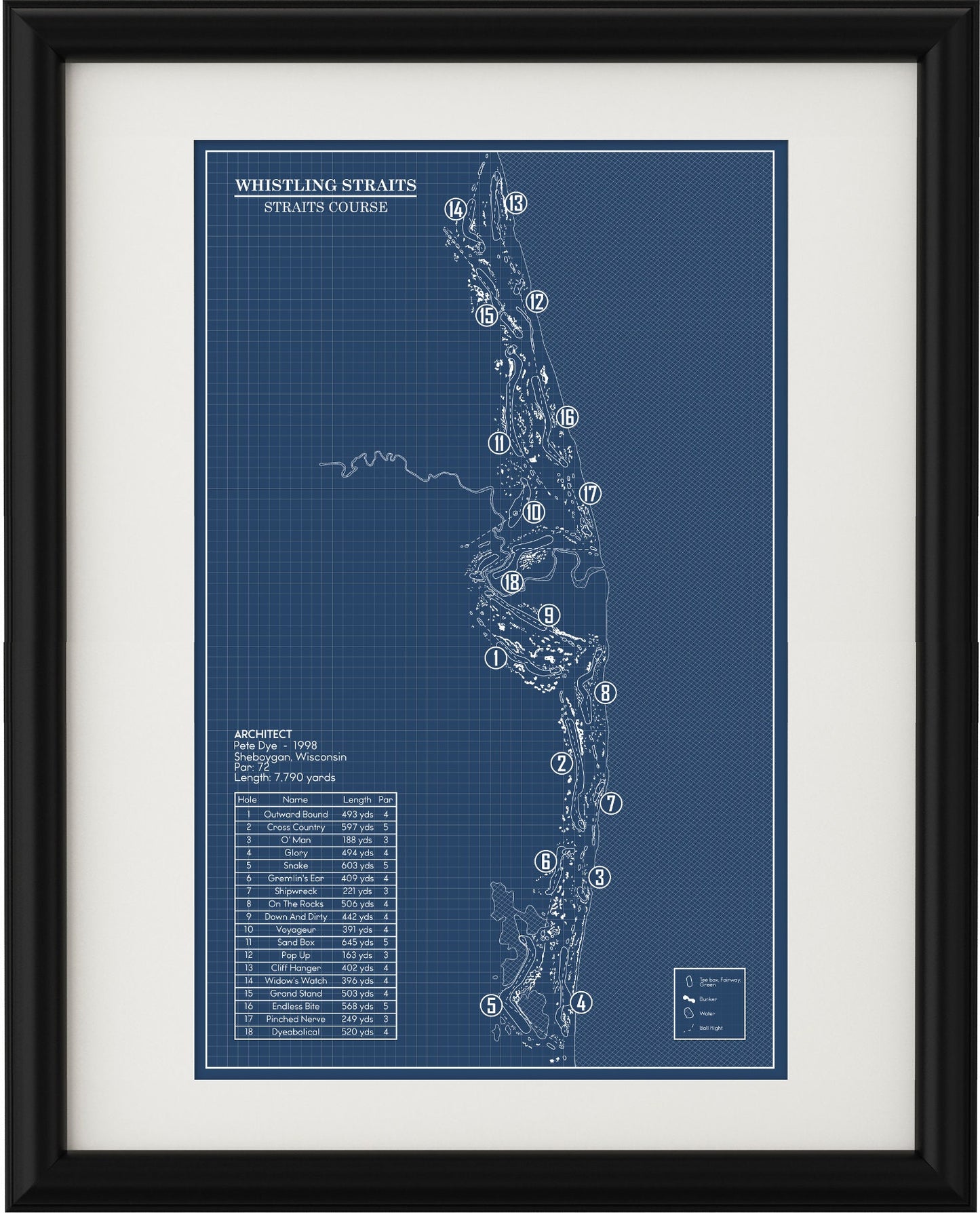 Whistling Straits - Straits Course 11x17 Blueprint (Print)