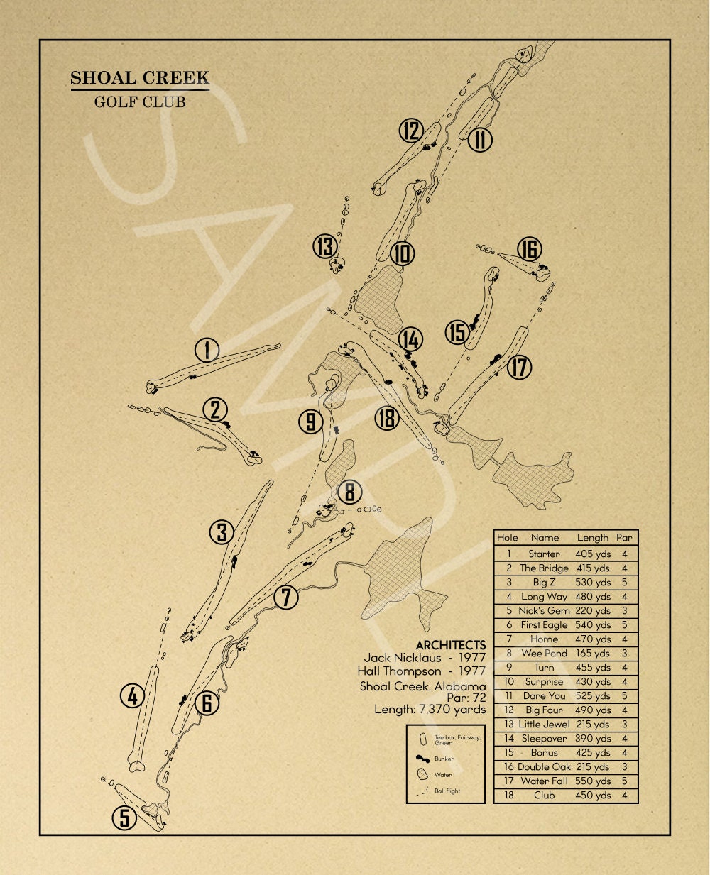 Shoal Creek Golf Club Outline (Print)