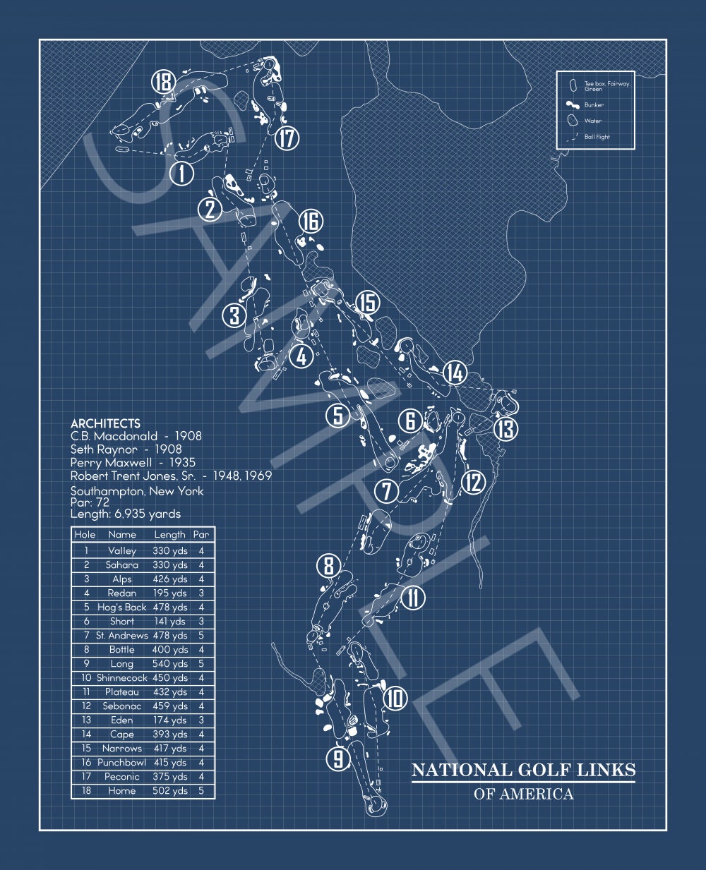 National Golf Links of America Blueprint (Print)