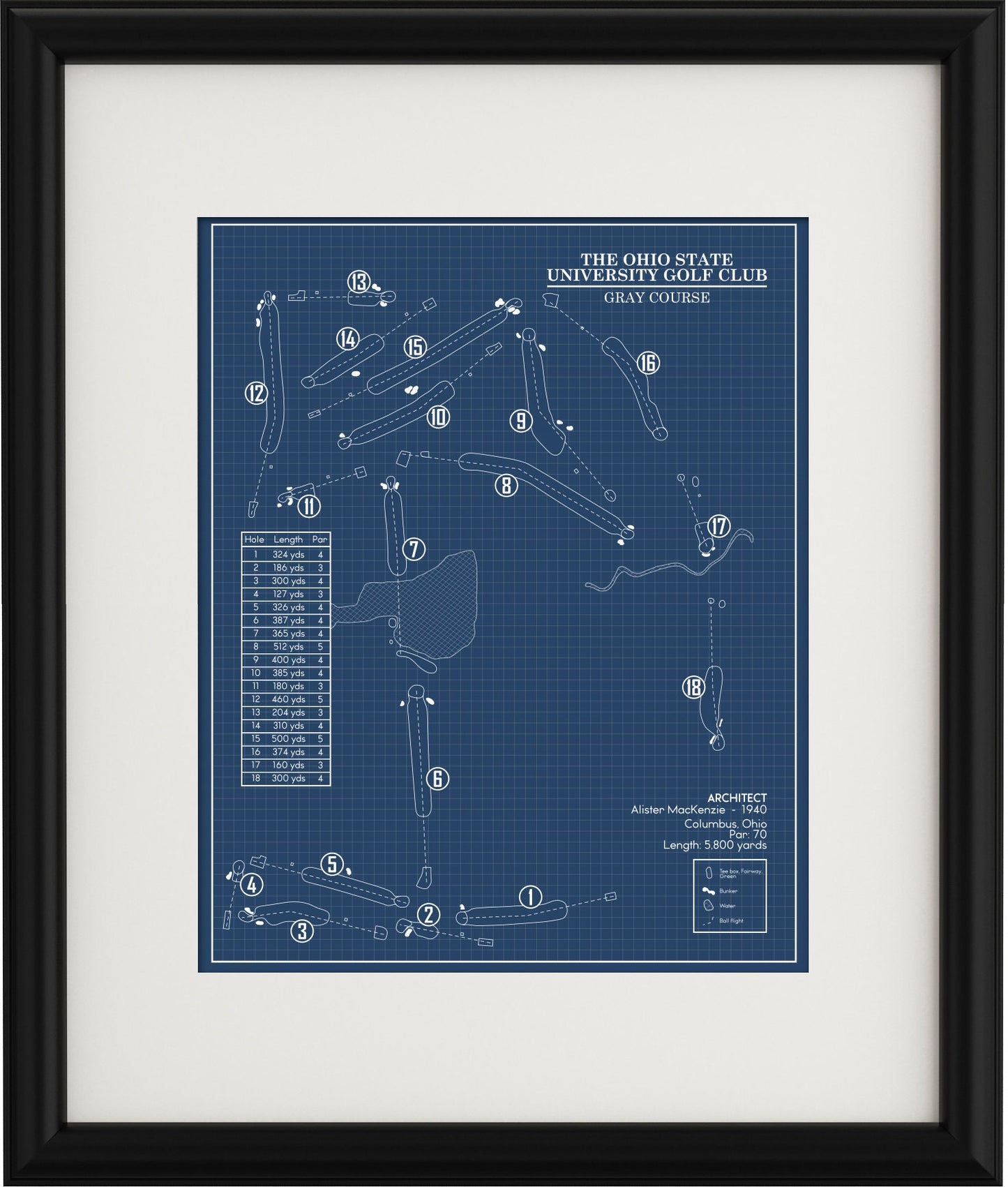 The Ohio State University Golf Club Gray Course Blueprint (Print)