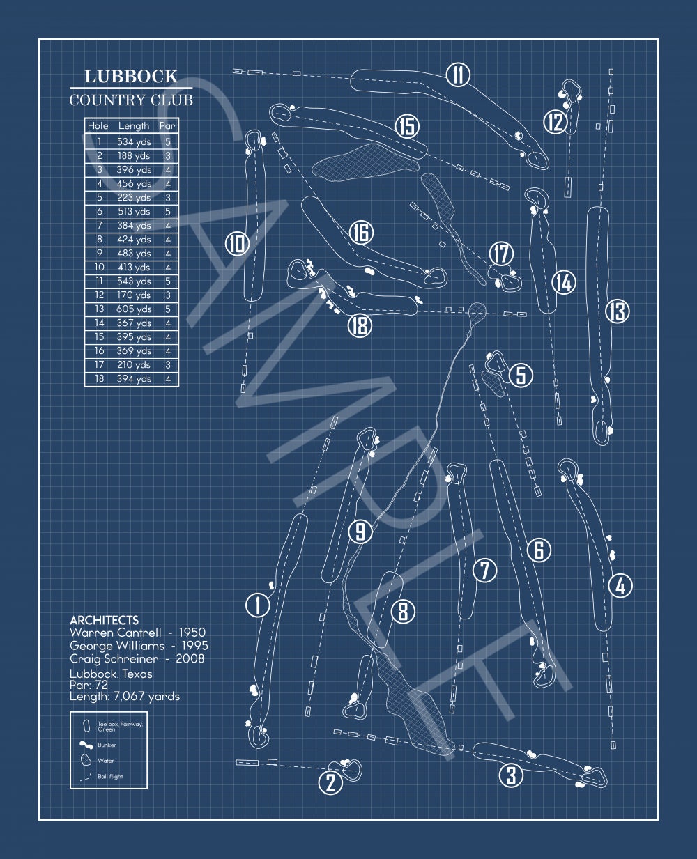 Lubbock Country Club Blueprint (Print)