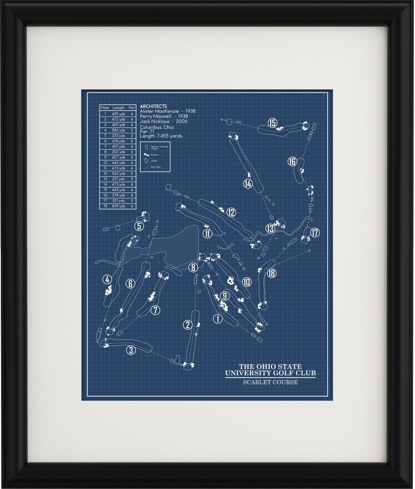 The Ohio State University Golf Club Scarlet Course Blueprint (Print)